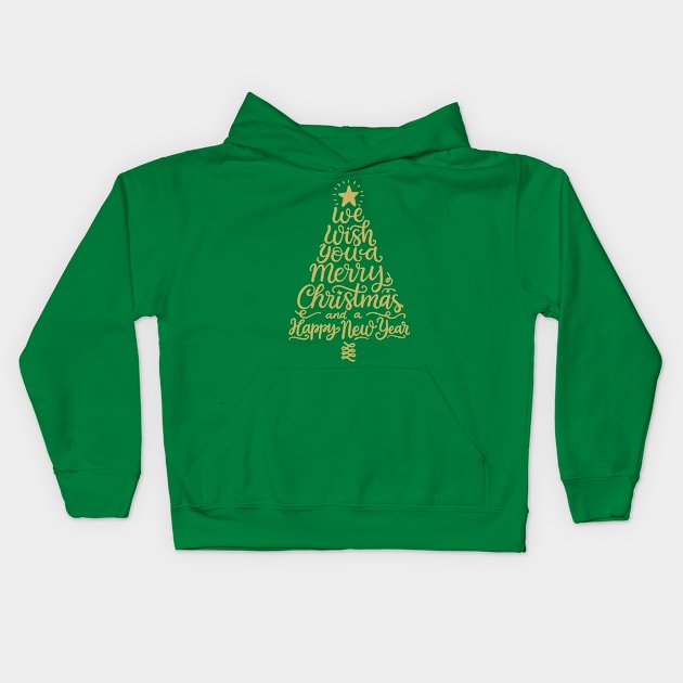 We wish you a merry Christmas tree Kids Hoodie by EnchantedTikiTees